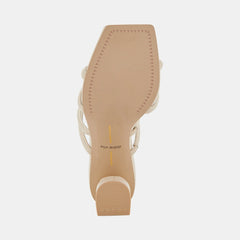 Dolce Vita Patsi Ivory Leather Slip On Squared Open Toe Block Heeled Sandals