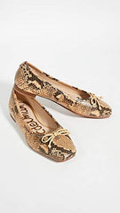 Sam Edelman Jillie Dark Wheat Leather Cushioned Pointy Toe Detailed Ballet Flats