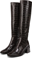 Sam Edelman Wade Stacked Heel Pointed Toe Wide Calf Knee High Fashion Boots