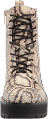 Vince Camuto Mecale Natural Snake Chunky Heel Combat Booties Lace Up Moto Boots