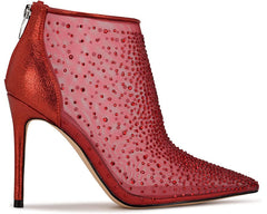 Nine West For Now P2 Red Mesh Pointed Toe Formal Dress Pumps Booties Ankle Boots