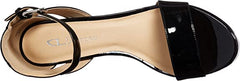 Chinese Laundry Go On Black Patent Ankle Strap Open Toe Block Heeled Sandals