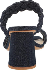 Dolce Vita Paily Indigo Denim Braided Straps Open Toe Block Heeled Sandals