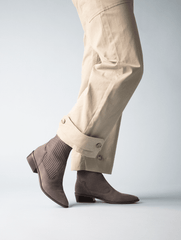 Cecelia New York Tomas Sock-Knit Leather Western Chelsea Bootie Taupe Sable