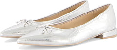 Dolce Vita Palani Silver Distressed Leather Slip On Pointed Toe Ballet Flats