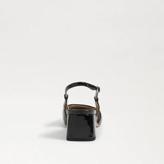 Sam Edelman Tarra Black/White Almond Toe Block Heel Slingback Heeled Sandals