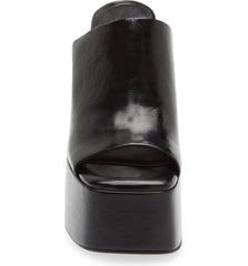 Jeffrey Campbell Luna-Luv Black Squared Open Toe Slip On Platform Mule Sandals
