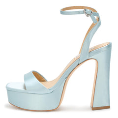 Badgley Mischka CAIA Mist Blue Fashion Buckle Open Toe Platform Heeled Sandals 6