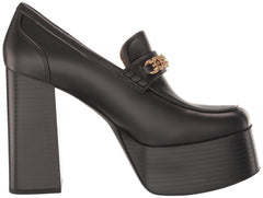 Sam Edelman  Rowe Black Leather Fashion Slip On Platform Square Toe Pumps Shoes 7.5