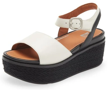 FitFlop Eloise Cream Ankle Strap Open Toe Strappy Upper Espadrille Wedge Sandals