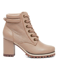 Kelsi Dagger Trek Taupe Leather Lace-Up Combat Block Heel Platform Boots