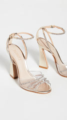 Schutz Rowenah Platina Clear Straps Crystals Ankle Strap Open Toe Heel Sandals