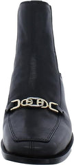 Sam Edelman Torance Clt Black Square Toe Front Chain Detail Chelsea Bit Boots