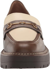 Sam Edelman Laurs Olive Taupe Slip On Round Toe Chunky Lug Sole Platform Loafers