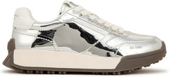 Sam Edelman Layla Silver Specchio Lace Up Low Top Chunky Heeled Sneakers