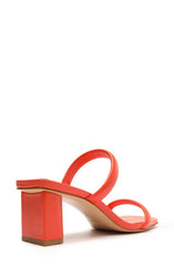 Schutz Ully Coral Double Straps Slip On Open Toe Block High Heel Sandals