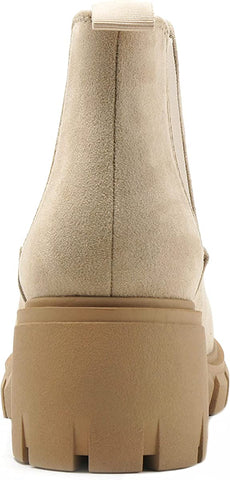 Soda Pioneer Lt-Wheat Lug Sole Elastic Gore Chelsea Fashion Wide Ankle Boots