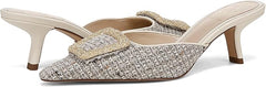 Sam Edelman Brit Ivory Multi Boucle Kitten Heel Slip On Pointed Toe Fashion Pump