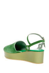 Ivy Kirzhner Plato Grass Green Suede Closed Toe Platform Ankle Strap Sandal