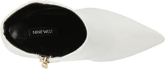 Nine West Bolana White Leather Pointed Toe Stiletto Heel Fashion Ankle Boots