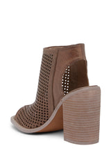 Kelsi Dagger Mason Portobello Leather Perforated Block-Heel Sandal Open Toe Boot