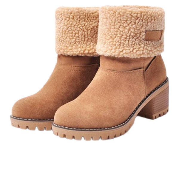 CLOUDEMO Winter Chunky Heel Round Toe Snow Seniors' Chunky Heel Winter Boots 6.5