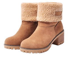 CLOUDEMO Winter Chunky Heel Round Toe Snow Seniors' Chunky Heel Winter Boots 6.5