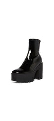Steve Madden Outlast Black Patent Zipper Closure Sleek Rounded Toe Ankle Boots