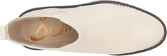 Sam Edelman Justina Modern Ivory Pull On Block Heel Almond Toe Ankle Boots