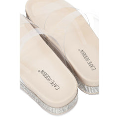 Cape Robbin Loving Clear Nude Transparent Platform Pool Slide Wedge Sandals