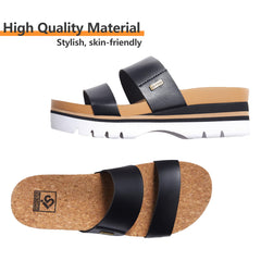 Women's Higher Arch Support Slides Cork Footbed Slip on Platform Sandals 7.5