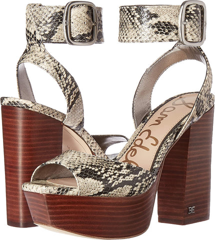 Sam Edelman Rain Black White Snake Fashion Platform Block Heeled Dress Sandals