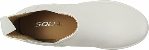 Soda Pioneer White Lug Sole Elastic Gore Chelsea Fashion Wide Ankle Boots