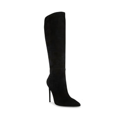 Steve Madden Izetta Black Suede Pull On Pointed Close Toe Knee High Dress Boot