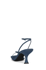 Jeffrey Campbell Fluxx Blue Denim Open Toe Ankle Strap Kitten Heeled Sandals
