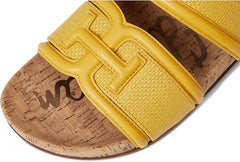 Sam Edelman Rowan Sunflower Leather Double Strap Open Toe Flat Slides Sandals