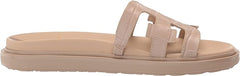 Sam Edelman Valeri French Oak Slip On Open Toe Subtle Detailed Platform Sandals