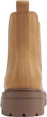 Soda Pilot Dark Blond Pu Pull On Round Toe Chunky Platform Block Heel Ankle Boot
