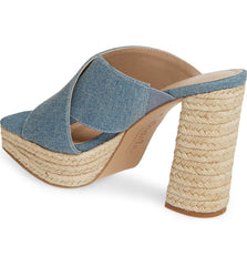 CHARLES BY Charles David Index Denim Platform Espadrille Sandals High Heel Mules