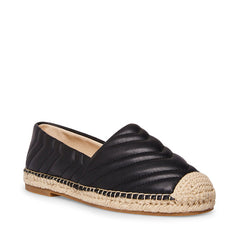 Steve Madden Winnow Black Slip On Rounded Toe Chevron Quilted Flat
