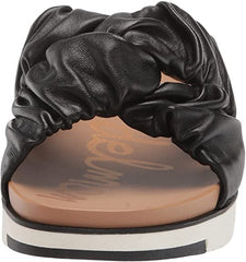 Sam Edelman Aliana Black Leather Slip-On Wedge Cushioned Footbed Slide Sandals