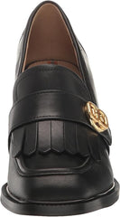 Sam Edelman Quinly Black Leather Slip On Squared Toe Block Heeled Dress Pumps