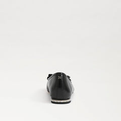 Sam Edelman Maren Black/Leather Slip On Squared Toe Bow Detailed Ballet Flats