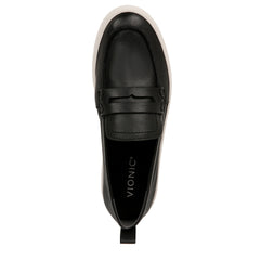 Vionic Uptown Black Leather Fashion Slip-ons Platform Loafers Shoes