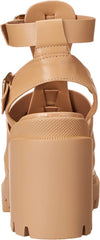 Steve Madden Cosmic Tan Block Heel Squared Toe Strappy Buckle Heeled Sandals