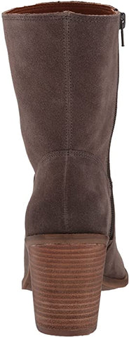Lucky Brand Sarey Falcon Grey Suede Block Heel Wedge Mid Height Boot Booties