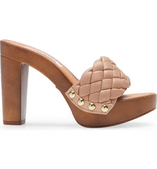 Steve Madden Kashtyn Tan Fashion Slip On Mule Open Toe Braided Platform Sandal