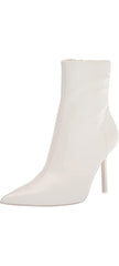 Steve Madden Elysia White Leather Stiletto Heel Pointed Toe Fashion Ankle Boots