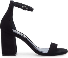 Steve Madden Gracelynn Black Nubuck Rounded Open Toe Ankle Strap Platform Sandal