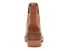 Vince Camuto Dendra Light Cognac Leather Wedge Gore Bootie Ankle Heeled Boot